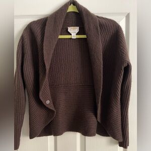 Talbots Petites Cashmere & Silk Blend Brown Sweater Sz. Large